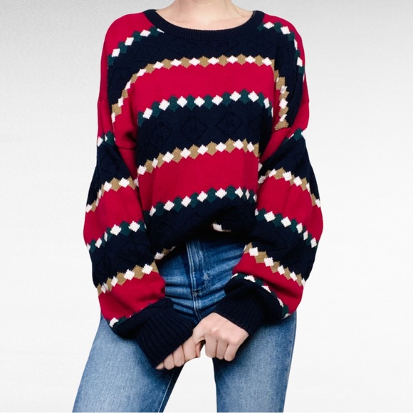 VINTAGEJantzen Navy Blue Red Rockabilly Unisex Colorblock...